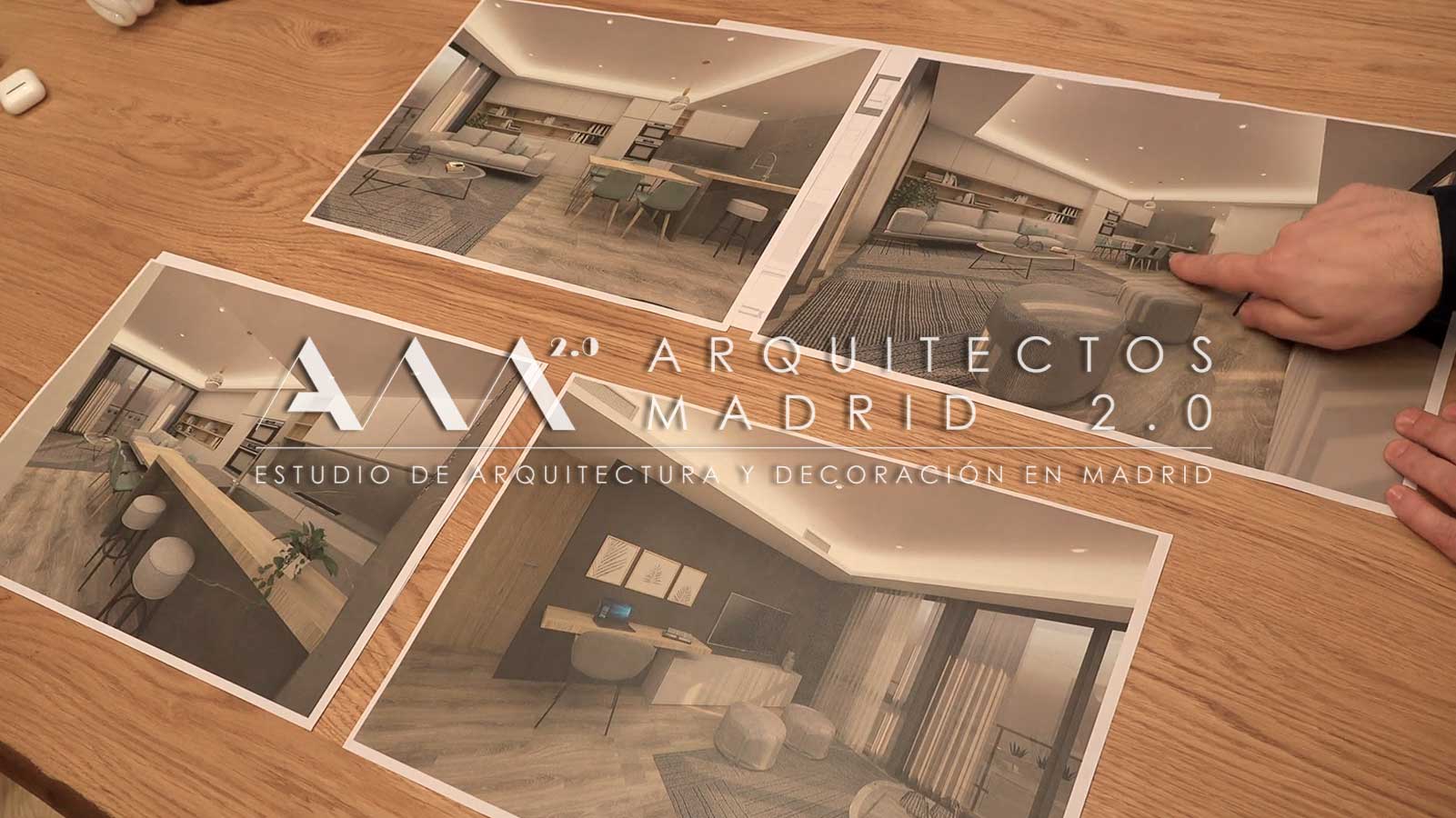 Renders de interiorismo utilizados para anticipar el diseño y los materiales del apartamento reformado