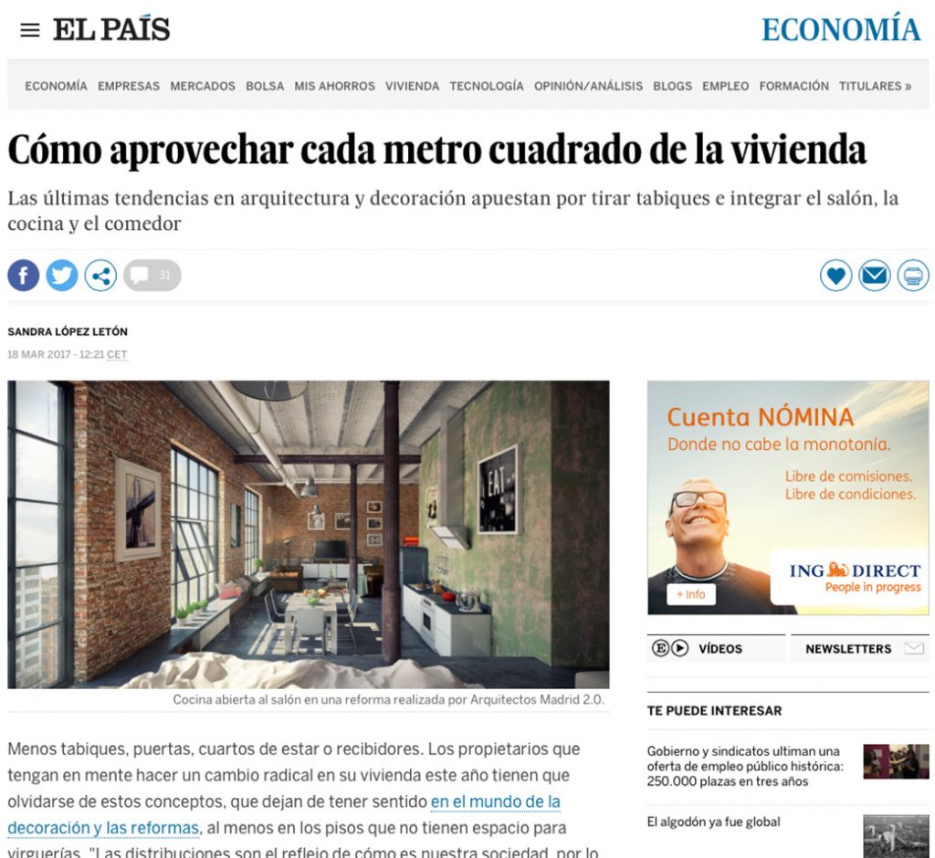 Espacios abiertos reformas viviendas madrid arquitectos madrid el pais