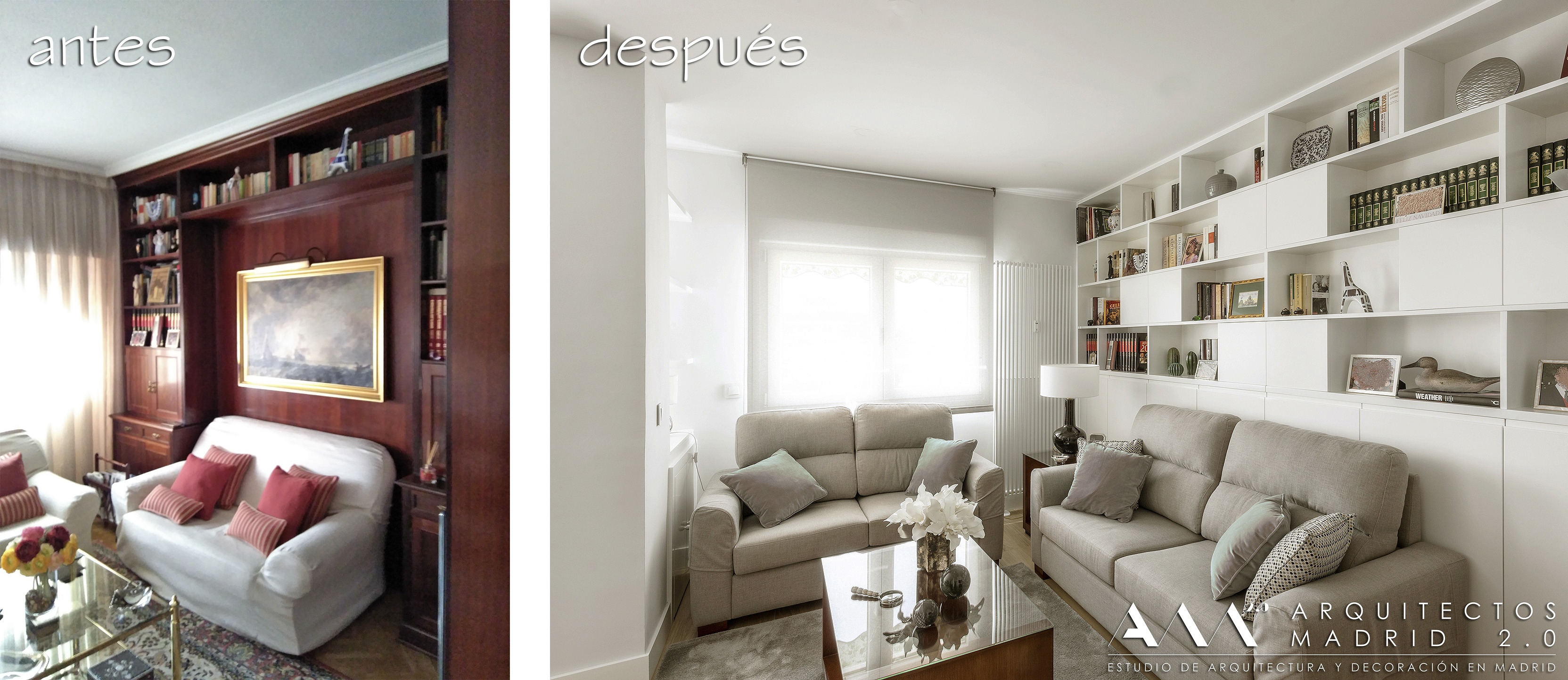 antes-despues-reforma-vivienda-ideas-decoracion-sala-estar-biblioteca-estanteria