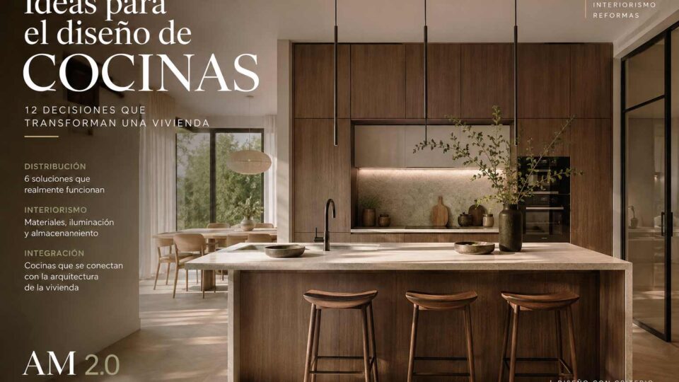 Ideas para el diseño de cocinas con isla, iluminación y almacenamiento integrado en una vivienda contemporánea