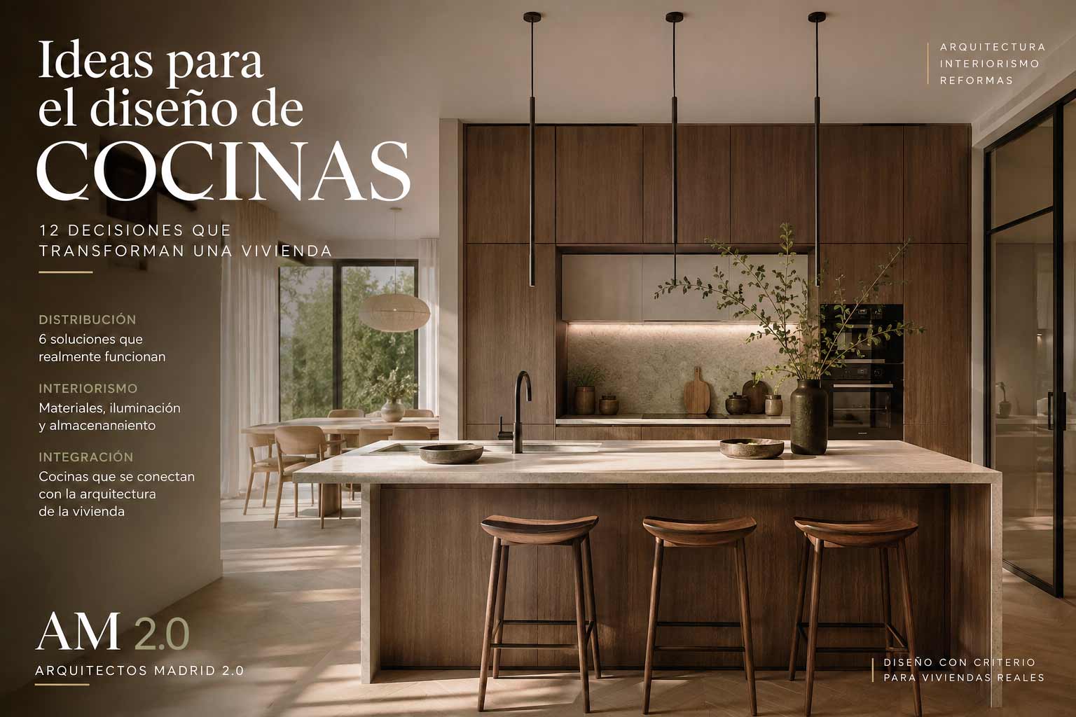 Ideas para el diseño de cocinas con isla, iluminación y almacenamiento integrado en una vivienda contemporánea
